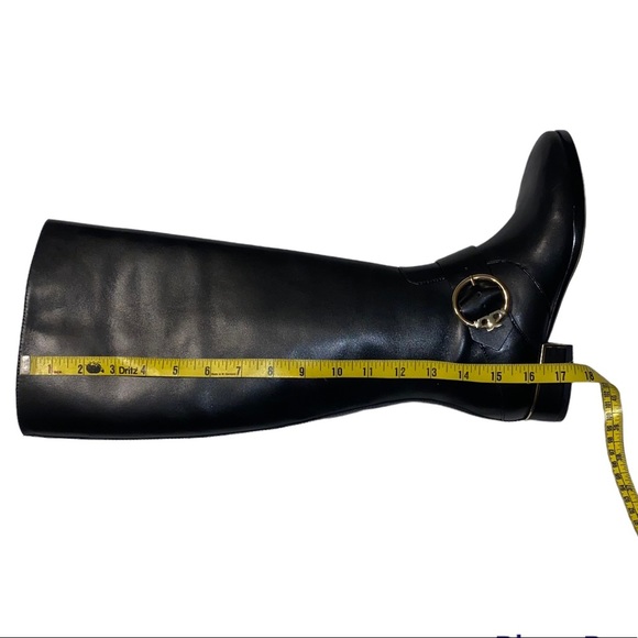 Tory Burch Sofia Black Buckled Leather Riding Wide Calf Boot - Picture 10 of 15